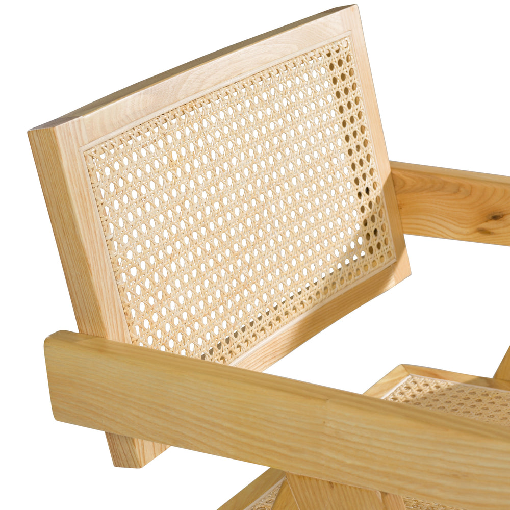 Aurora Modern Light Rattan and Natural Ash Dining Arm Chair - View 8