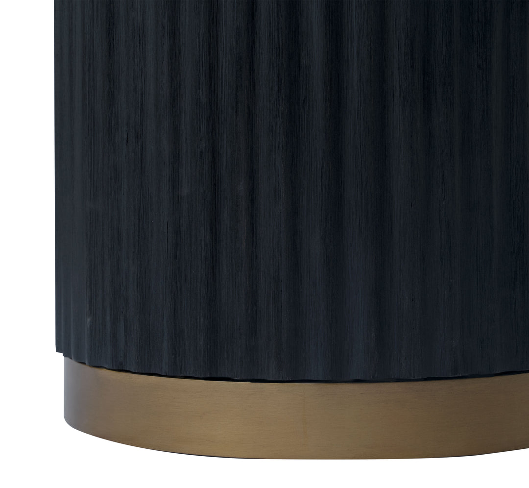 Modus Furniture 8Zu562 Kentfield Wood And Metal Round Dining Table In Black Drift Oak And Brass