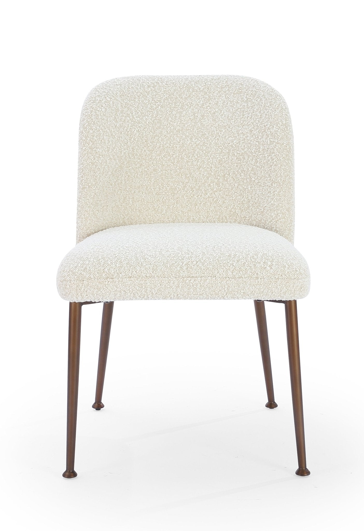 Avery Upholstered Dining Chair in Ricotta Boucle and Bronze Metal (Set of 2) Chair modern furniture Contempo Furniture