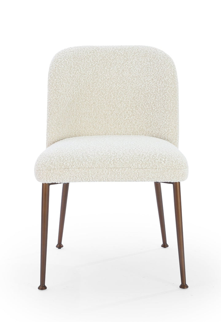 Avery Upholstered Dining Chair in Ricotta Boucle and Bronze Metal (Set of 2) Chair modern furniture Contempo Furniture