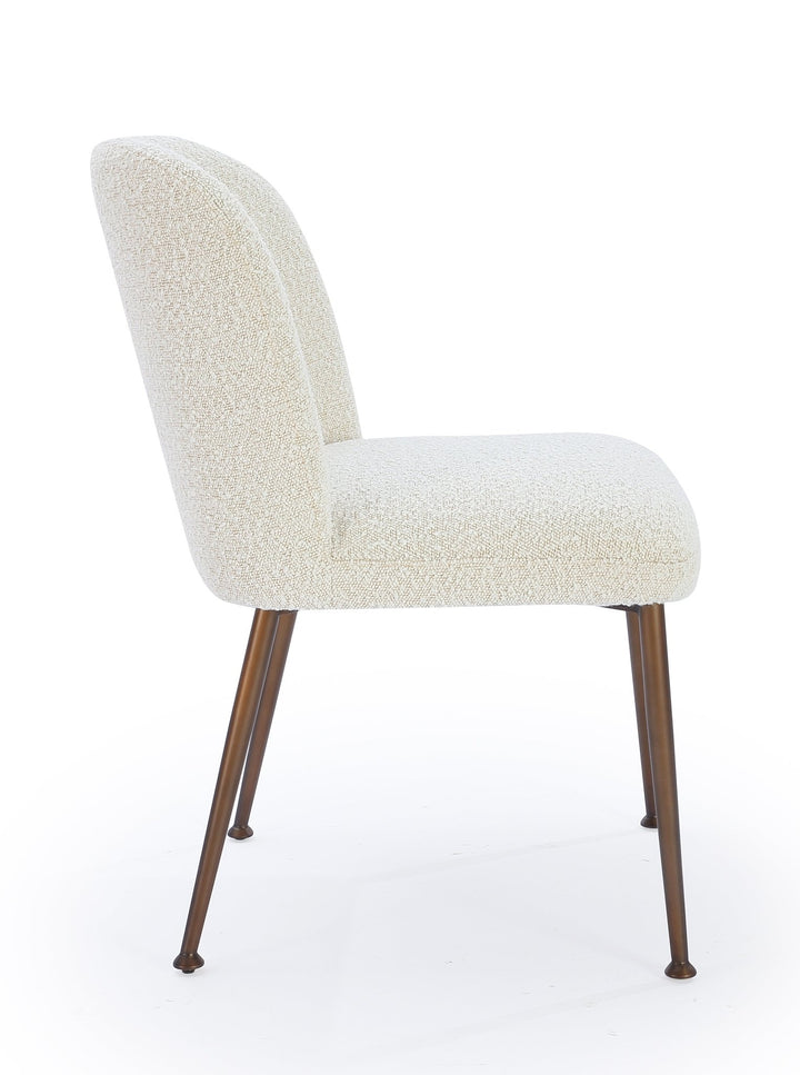 Avery Upholstered Dining Chair in Ricotta Boucle and Bronze Metal (Set of 2) Chair modern furniture Contempo Furniture