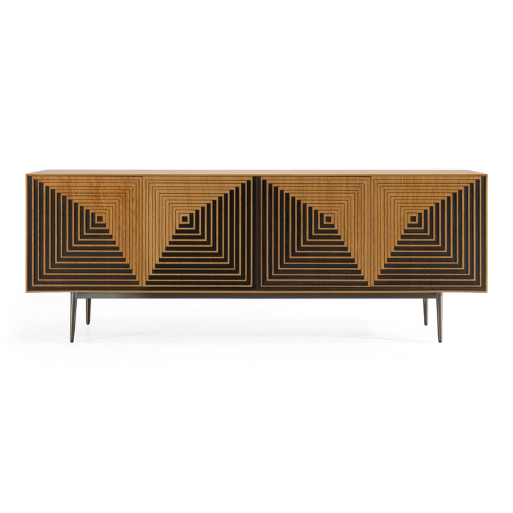 Azteca - Modern White Oak + Black Geometric Pattern Buffet