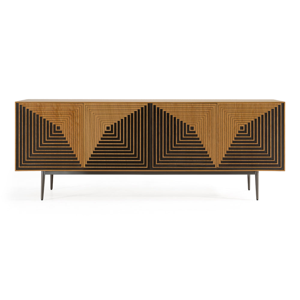 Azteca - Modern White Oak + Black Geometric Pattern Buffet