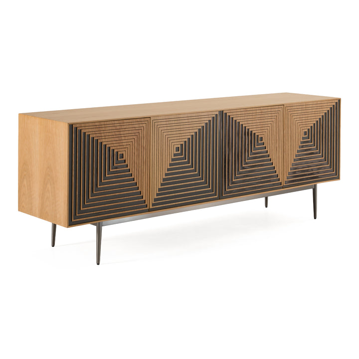 Azteca - Modern White Oak + Black Geometric Pattern Buffet