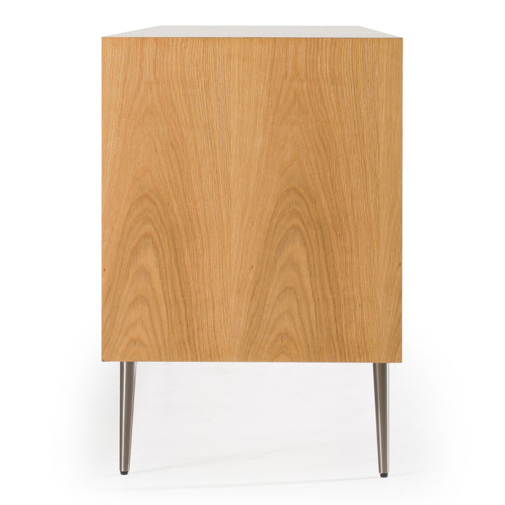 Azteca - Modern White Oak  Black Geometric Pattern Buffet