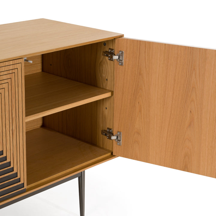 Azteca - Modern White Oak + Black Geometric Pattern Buffet