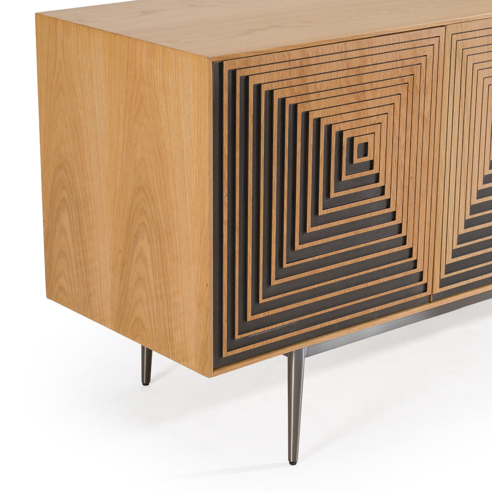 Azteca - Modern White Oak + Black Geometric Pattern Buffet - View 7