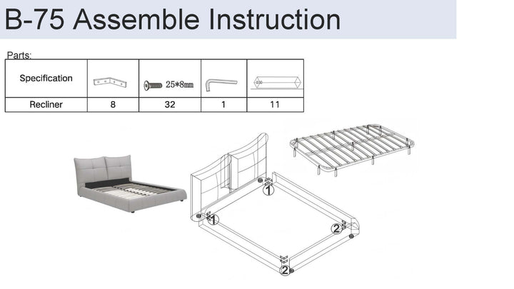 Patrick - Modern White Leather Bed
