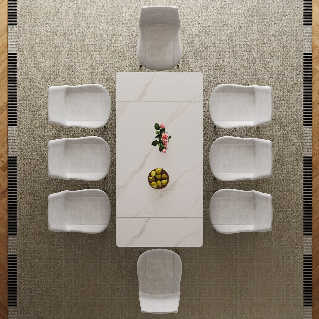 Modern 83" Extendable Sintered Stone Dining Table – Seats 6–8