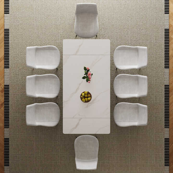 Modern 83" Extendable Sintered Stone Dining Table – Seats 6–8