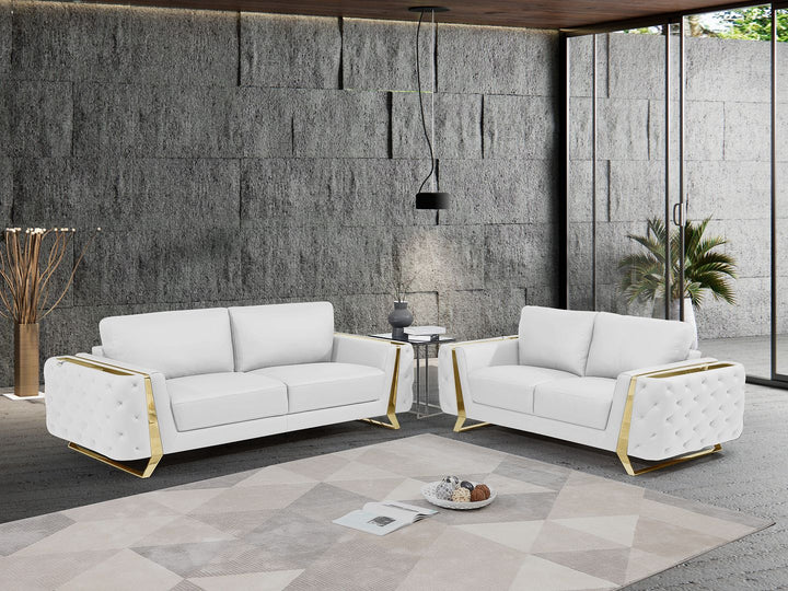 DivanItalia 1050 2-Piece Sofa Set in Top-Grain Italian Leather - White