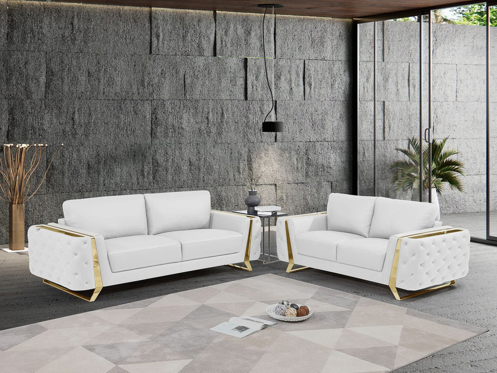 DivanItalia 1050 2-Piece Sofa Set in Top-Grain Italian Leather - White