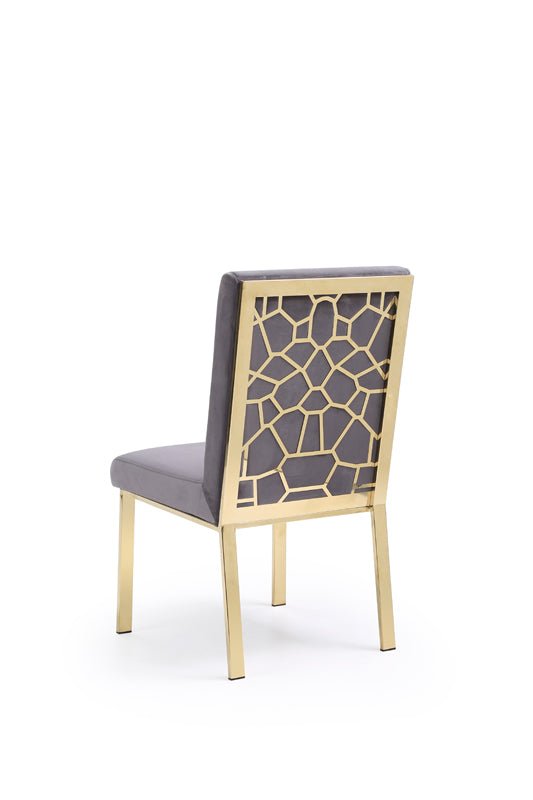 Reba Modern Grey Velvet  and  Gold Dining Chair 