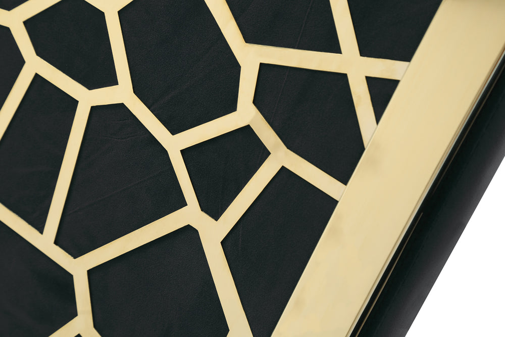 Reba Modern Black Velvet & Gold Dining Chair (Set of 2) - View 2
