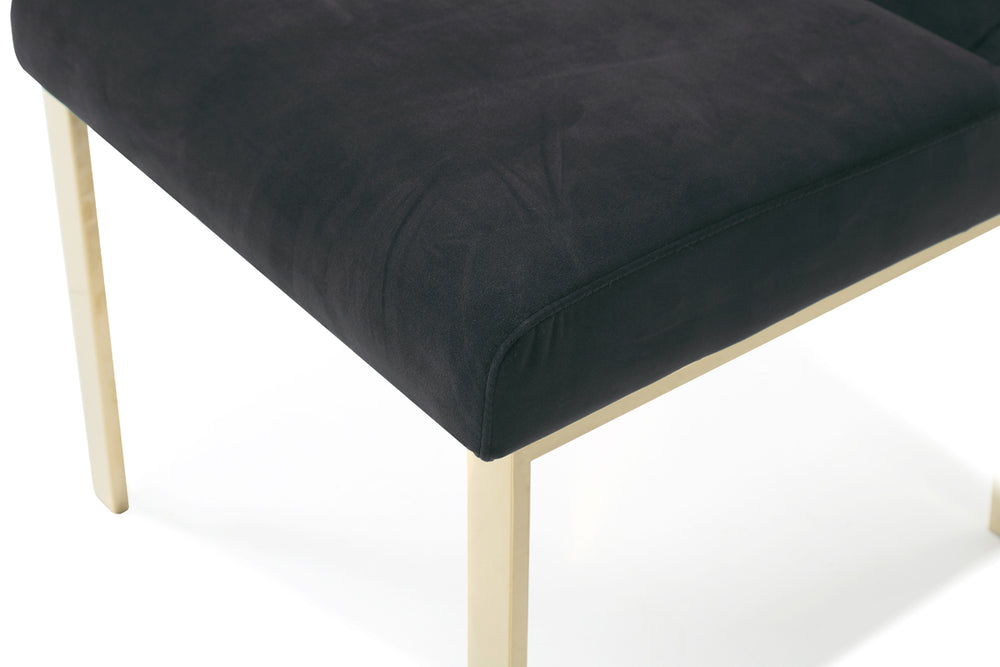 Reba Modern Black Velvet & Gold Dining Chair (Set of 2) - View 4