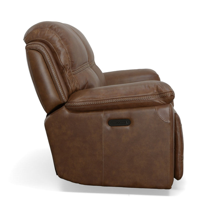 Fenwick Power Reclining Loveseat With Power Headrests Cognac