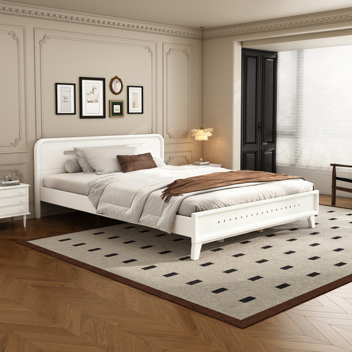 Solid Pine Queen Bed – White