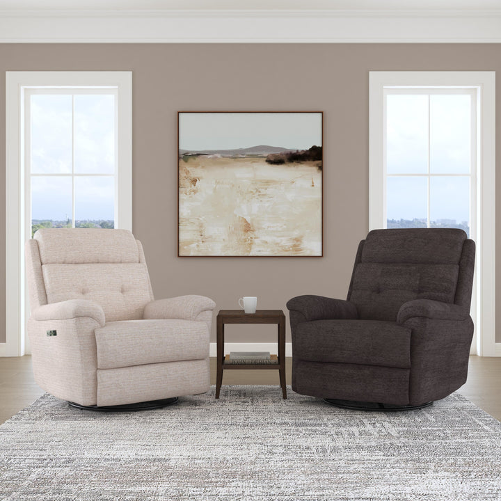 Sophisticated Power Swivel Gliding Recliner With Power Headrest &amp; Lumbar Oat