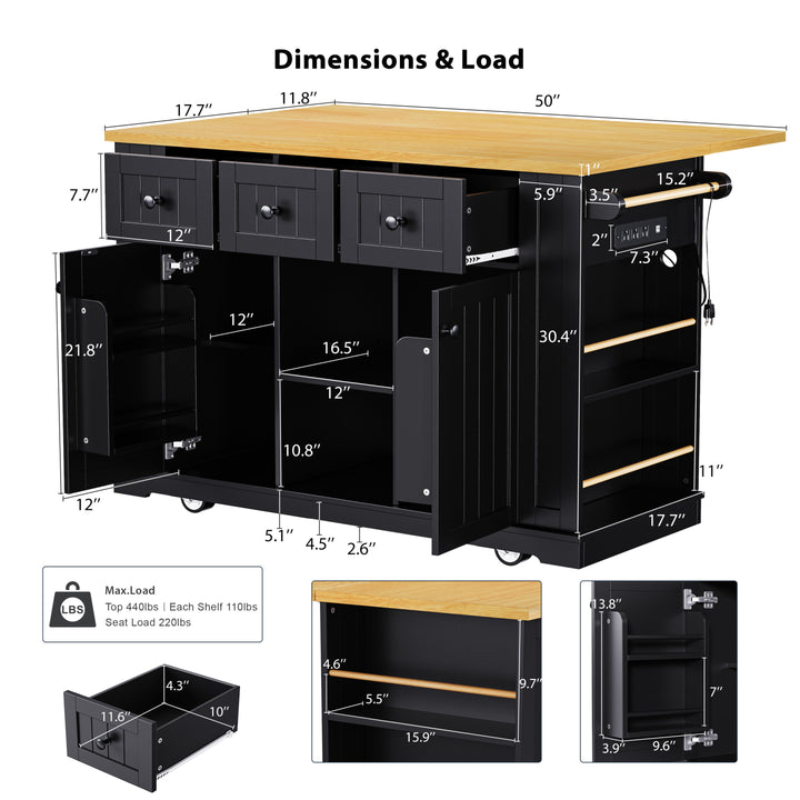 53-inch-black-kitchen-island-cart-with-drop-leaf-and-power-outlet