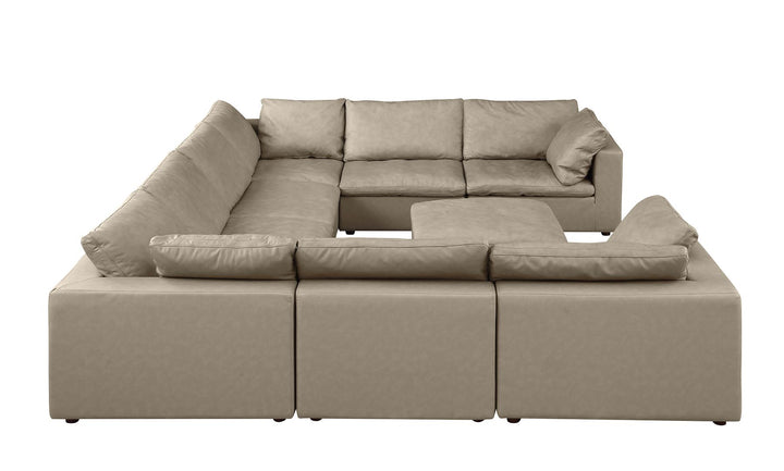 DivanItalia 1100 9-Piece U-Shaped Sectional in Top-Grain Italian Leather - Beige