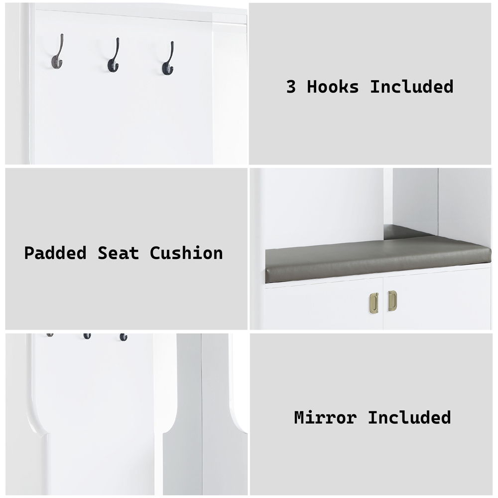 Buck II - Hall Tree - White High Gloss