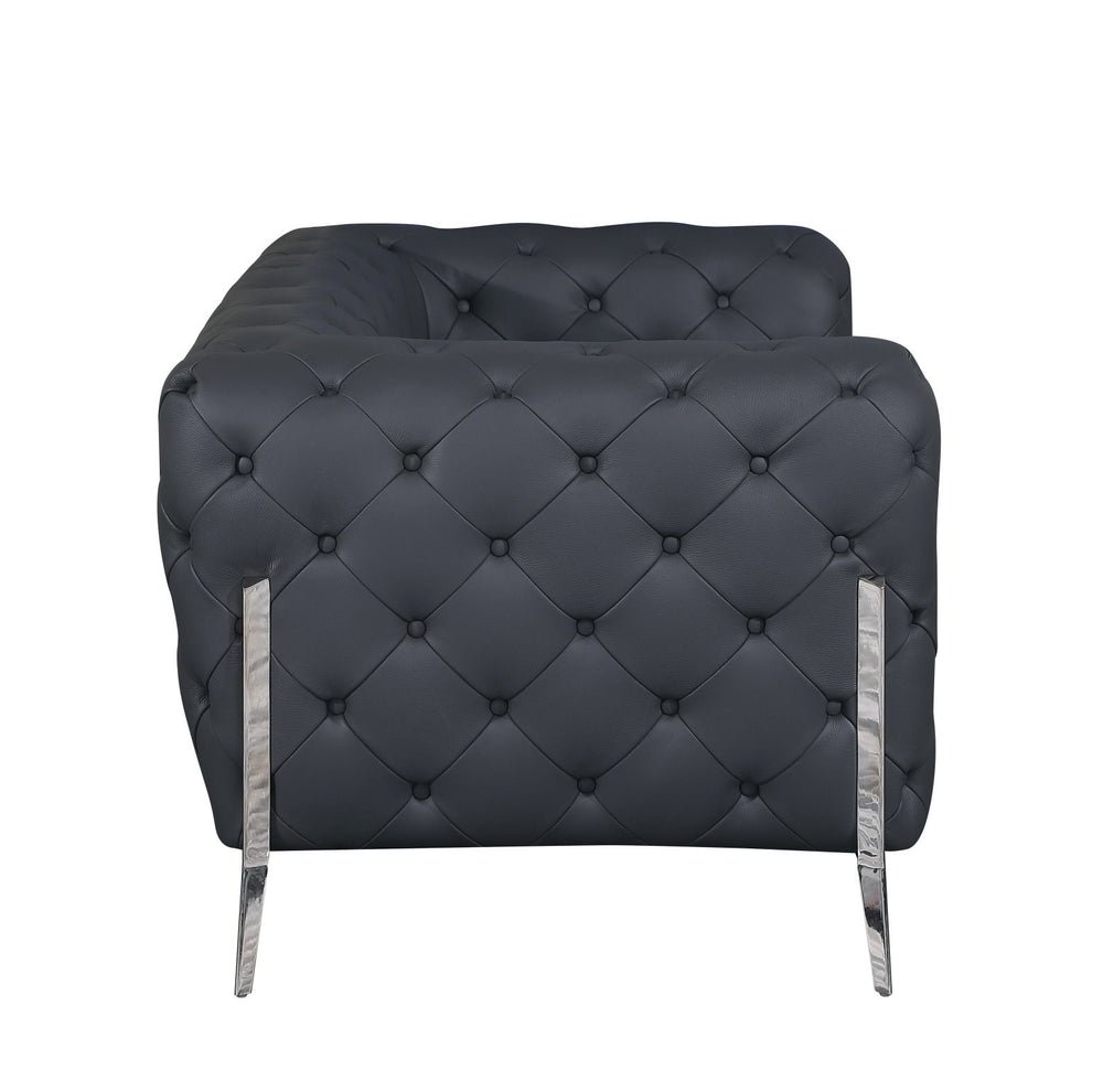 DivanItalia 970 Italian Leather Dark Gray Loveseat - alternate view 4