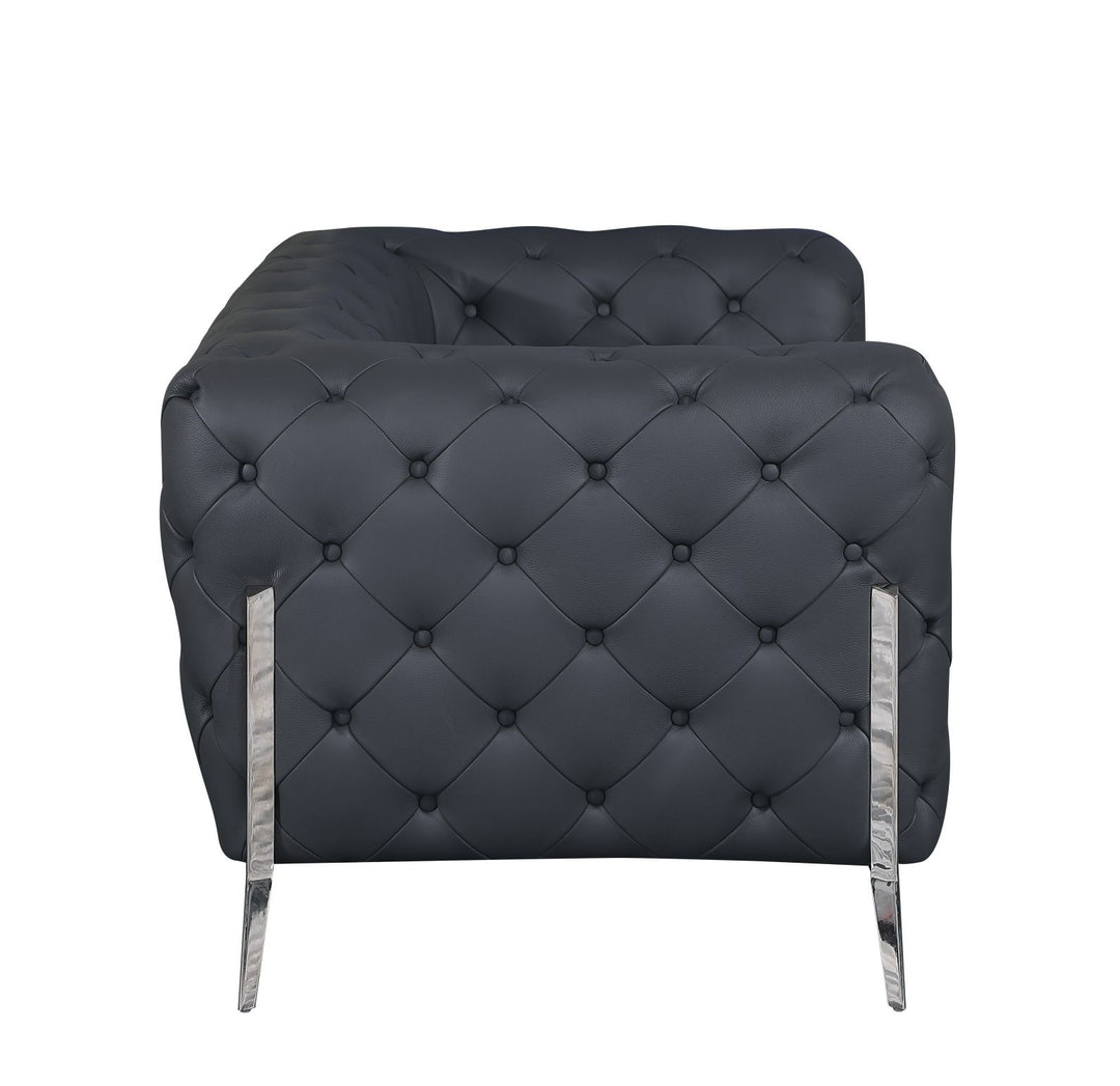 DivanItalia 970 Italian Leather Dark Gray Loveseat