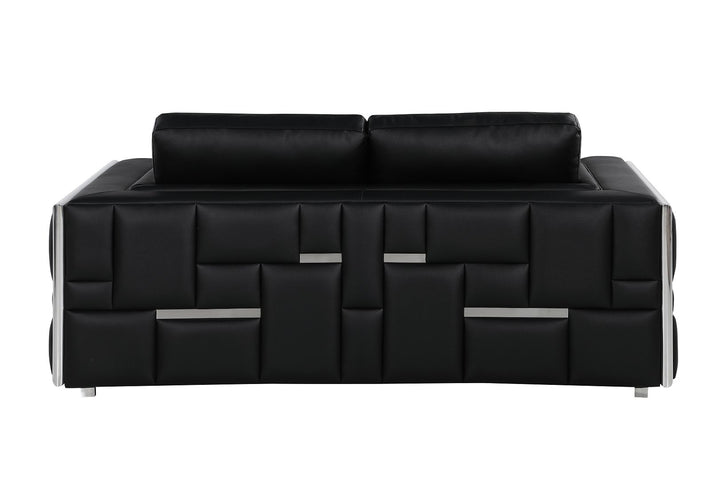DivanItalia 1130 Loveseat in Top-Grain Italian Leather - Black