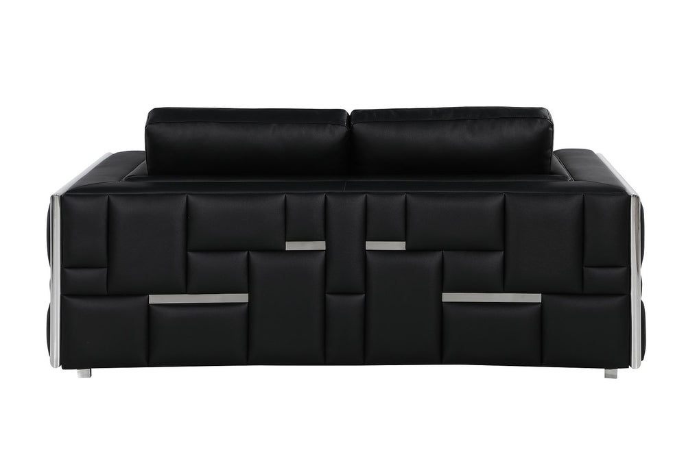 DivanItalia 1130 Loveseat in Top-Grain Italian Leather - Black