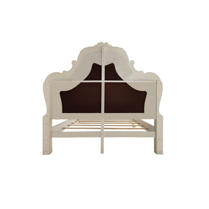 Dresden - Eastern King Bed - Synthetic Leather & Bone White