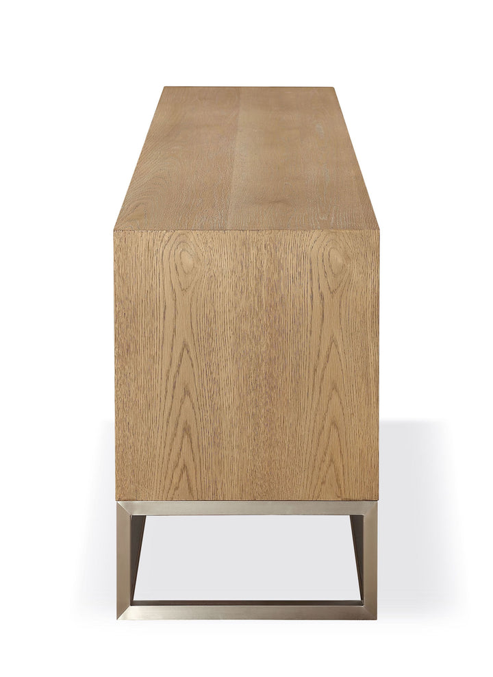 Modus Furniture Jvlh263L One Coastal Modern 84 Inch Tv Console In Brushed Stainless Steel And Bisque