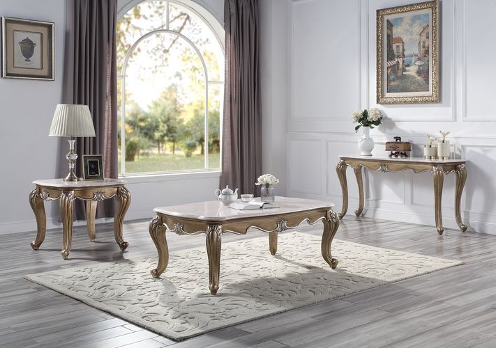 Elozzol - Coffee Table - Marble Top & Antique Bronze