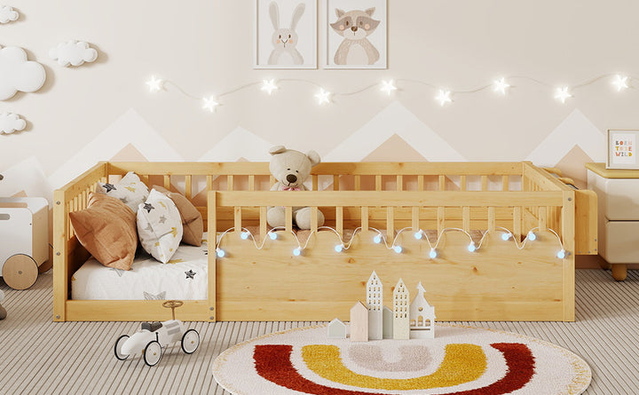 twin-montessori-floor-bed-frame-with-high-rails-and-storage-shelf-natural