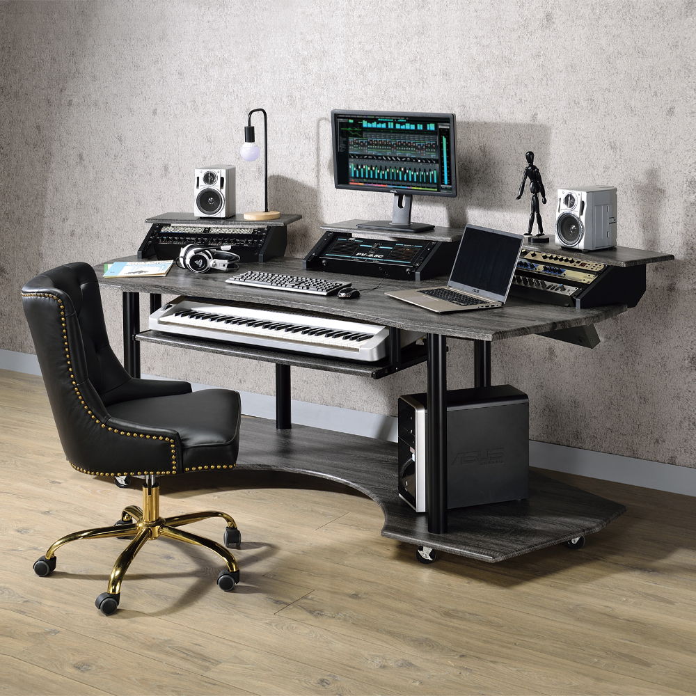 Eleazar - 83" Music Studio Desk - Black Oak