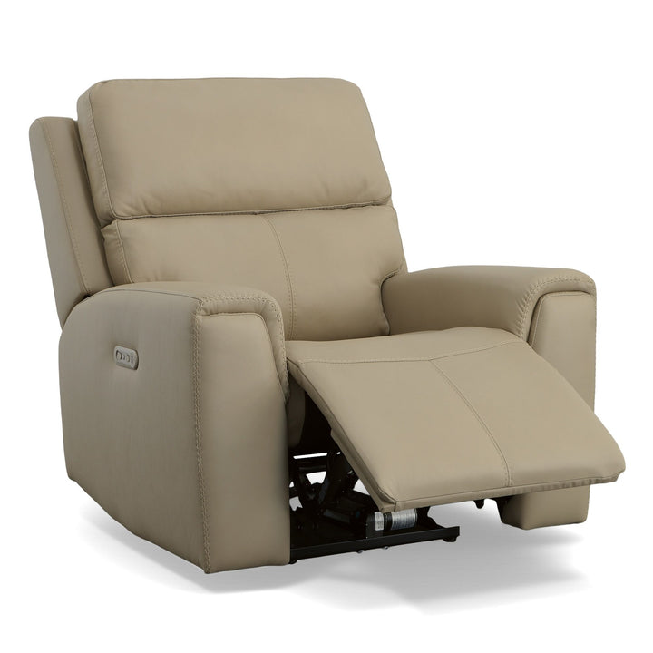 Jarvis Leather Power Recliner with Power Headrest in Parchment