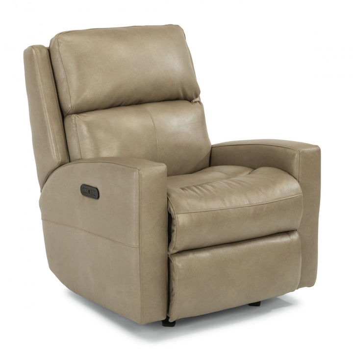 Catalina Leather Power Recliner, Power Headrest Beige