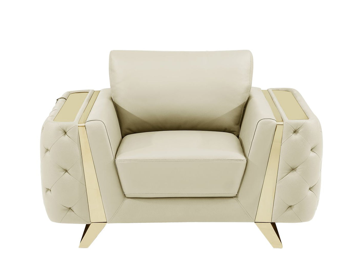DivanItalia 1050 Chair in Top-Grain Italian Leather - Beige
