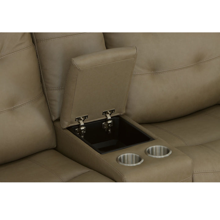 Iris Power Reclining Loveseat With Console &amp; Power Headrests Khaki