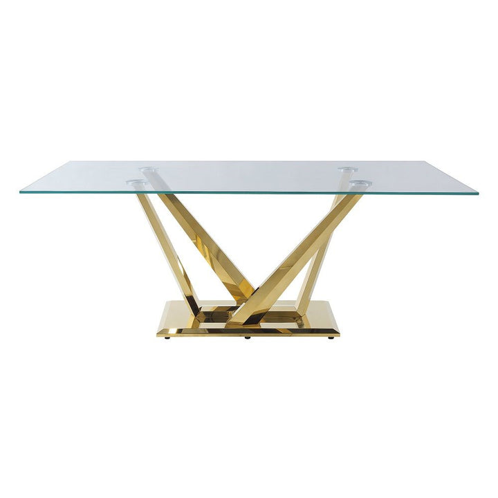 Barnard - Dining Table - Clear Glass & Mirrored Gold