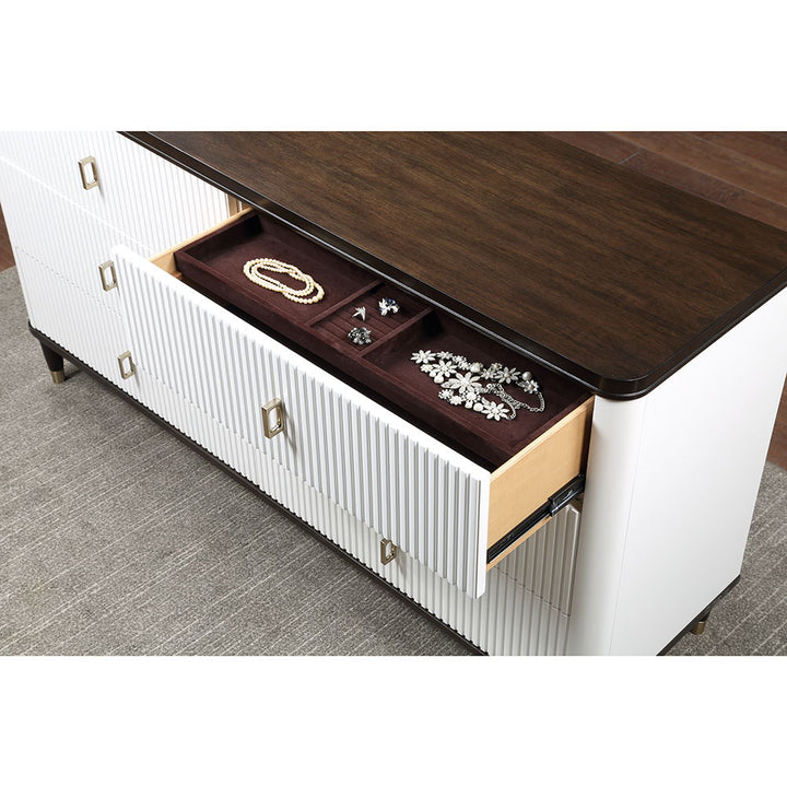 Carena - Dresser With Jewelry Tray - White & Brown