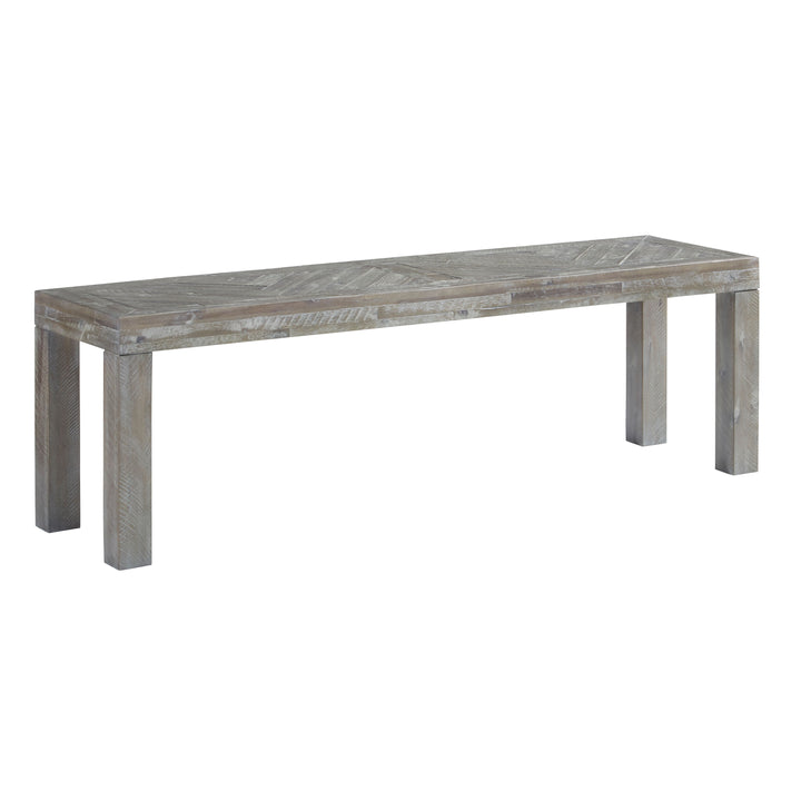 Modus Furniture 5Qs371 Herringbone Solid Wood Dining Bench In Rustic Latte