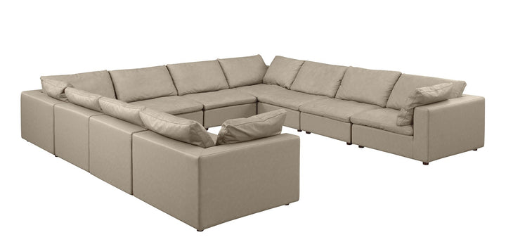 DivanItalia 1100 11-Piece U-Shaped Sectional in Top-Grain Italian Leather - Beige