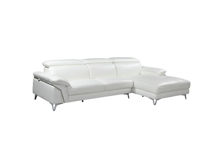 DivanItalia 727 Right Arm Facing Sectional with Adjustable Headrest in Top-Grain Italian Leather - White