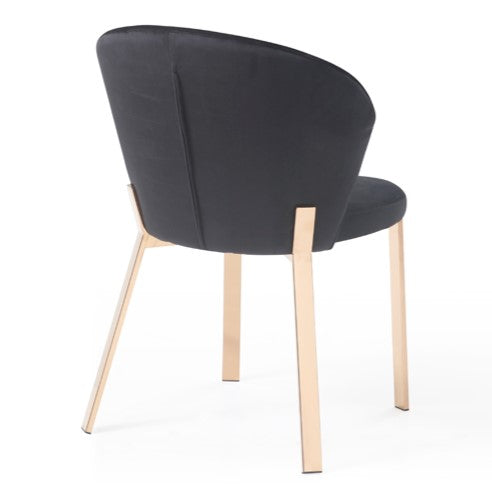 Nadia Modern Black Velvet  and  Rosegold Dining Chair 