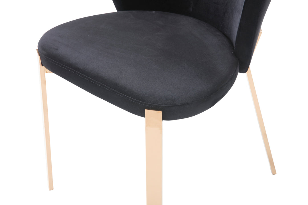 Nadia Modern Black Velvet  and  Rosegold Dining Chair 