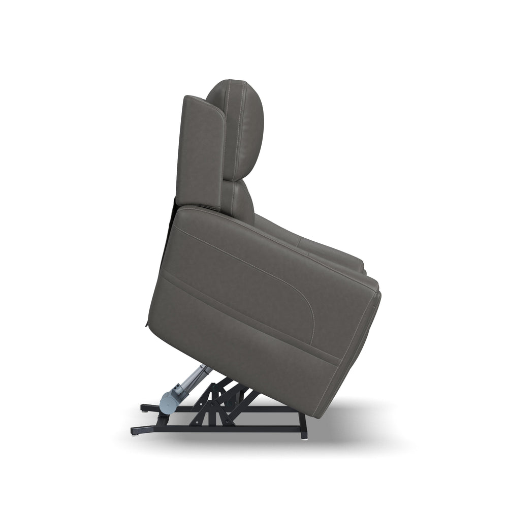 Carter Fabric Power Lift Recliner with Power Headrest, Lumbar, Heat & Massage in Smoke
