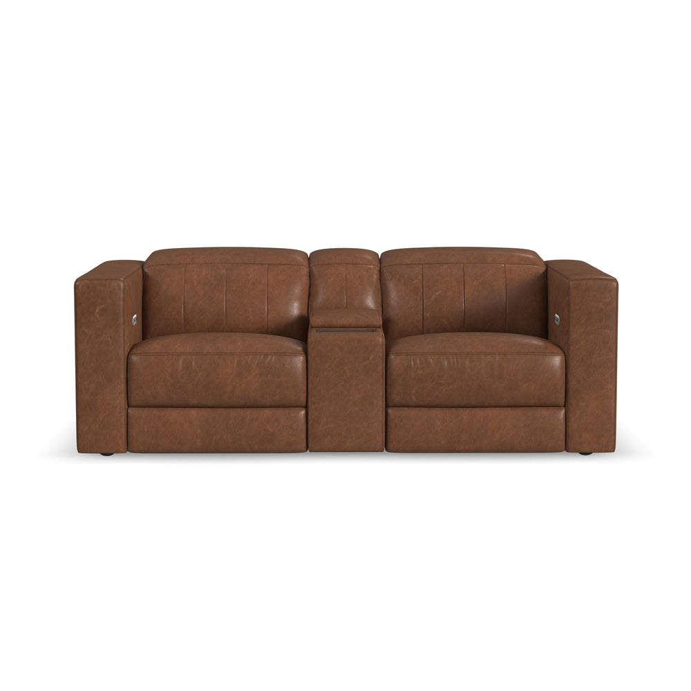 Austin Power Reclining Loveseat With Console And Power Headrests Chestnut