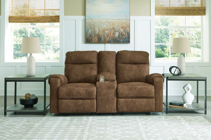 Edenwold - Dbl Reclining Loveseat with Console - Brindle