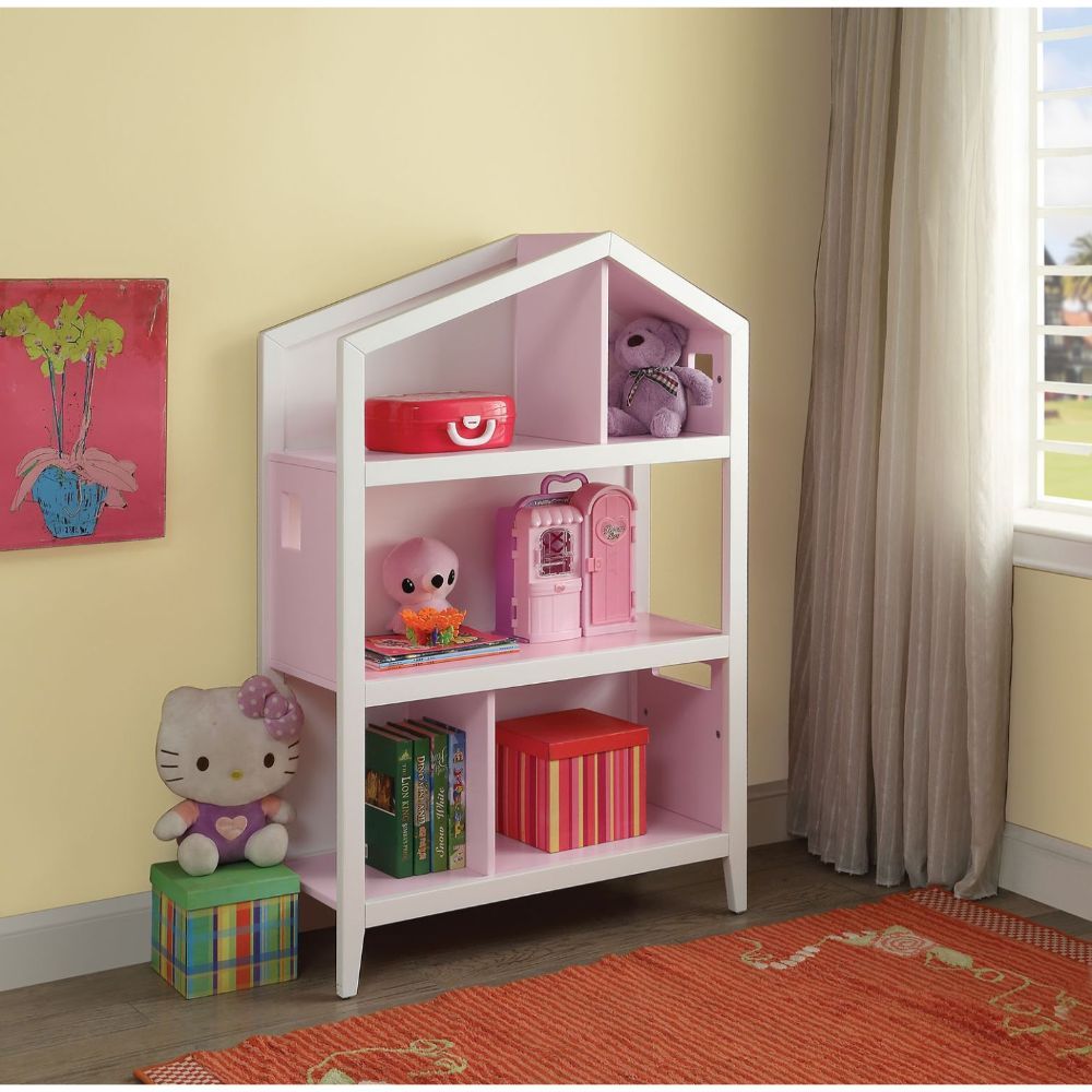 Doll Cottage - Bookcase - White & Pink