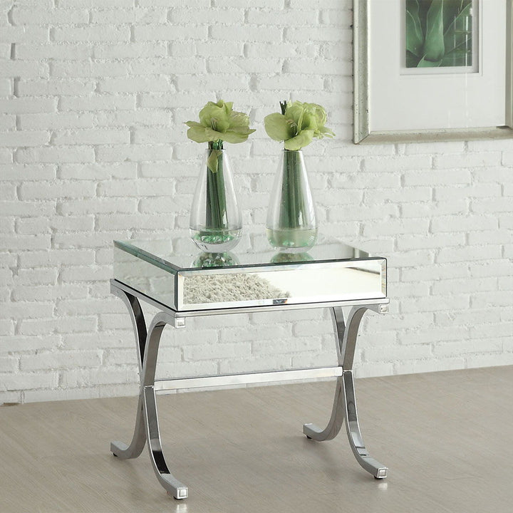 ACME Furniture Yuri End Table Mirrored & Chrome
